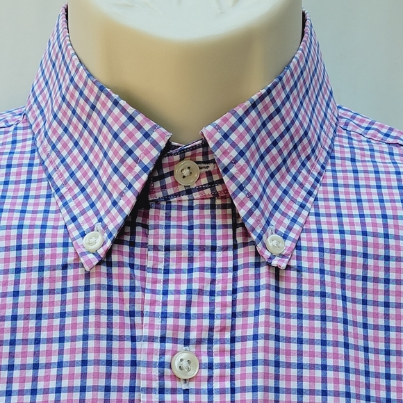 Ralph Lauren Blue Label Plaid Classic Shirt Long Sleeve Blue Pink Men's Medium - Picture 2 of 13